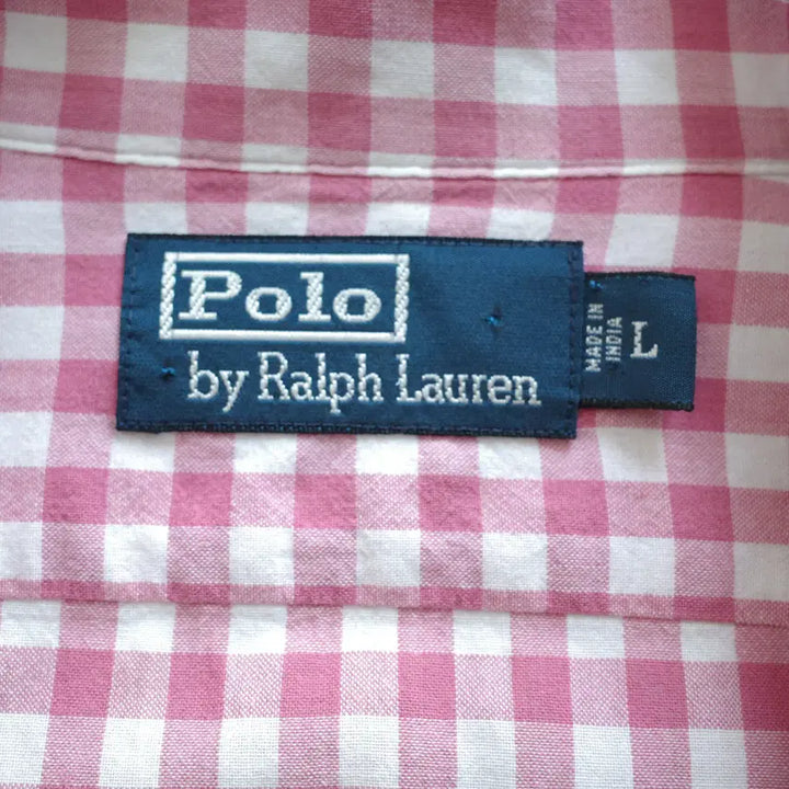 [SOLD OUT] 90s 폴로 랄프로렌 핑크 체크 오픈카라 셔츠 L