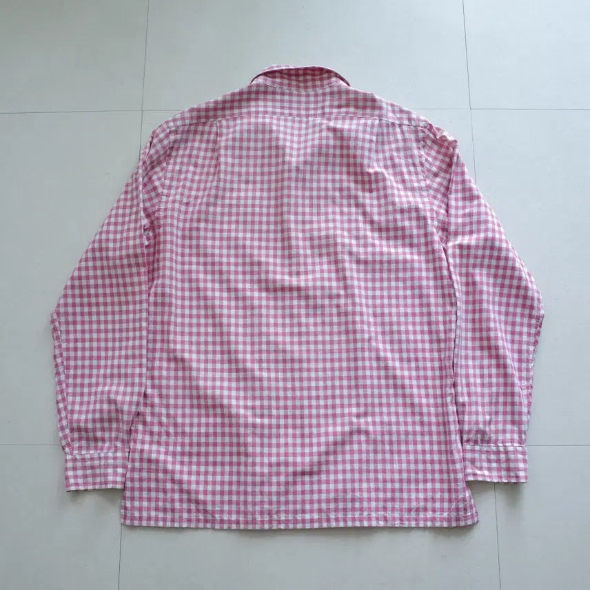 [SOLD OUT] 90s 폴로 랄프로렌 핑크 체크 오픈카라 셔츠 L