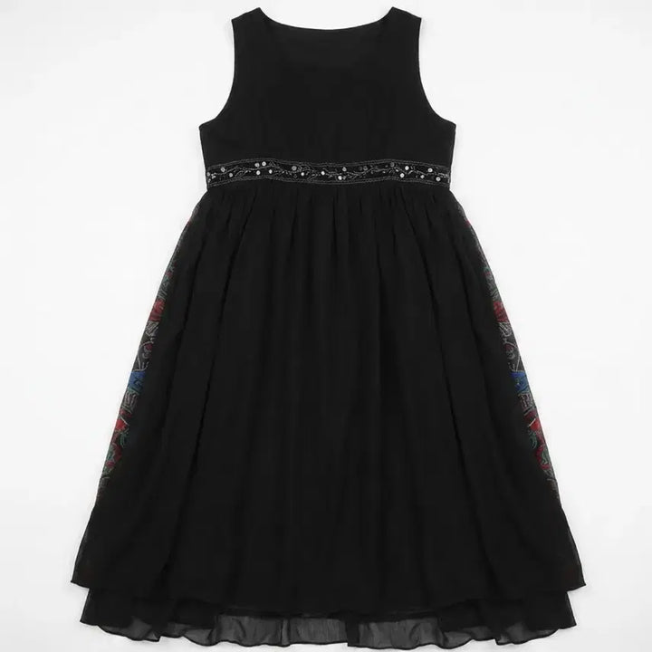 [BUNJANG] Sequin Embellished Sleeveless Chiffon Dress / 여성M/ 스팽글 장식 민소매 쉬폰 원피스 정장룩 하객룩 0-8
