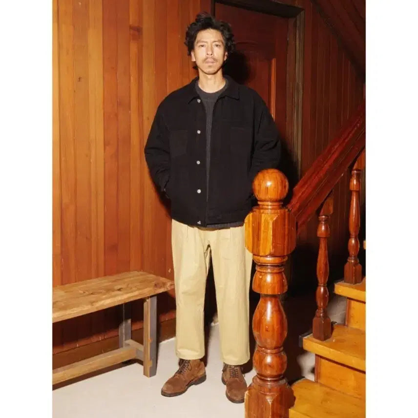 [BUNJANG] Pariteminto Peacheskin Twill Trucker Jacket Black / 파르티멘토 피치스킨 트윌 트러커 자켓 블랙