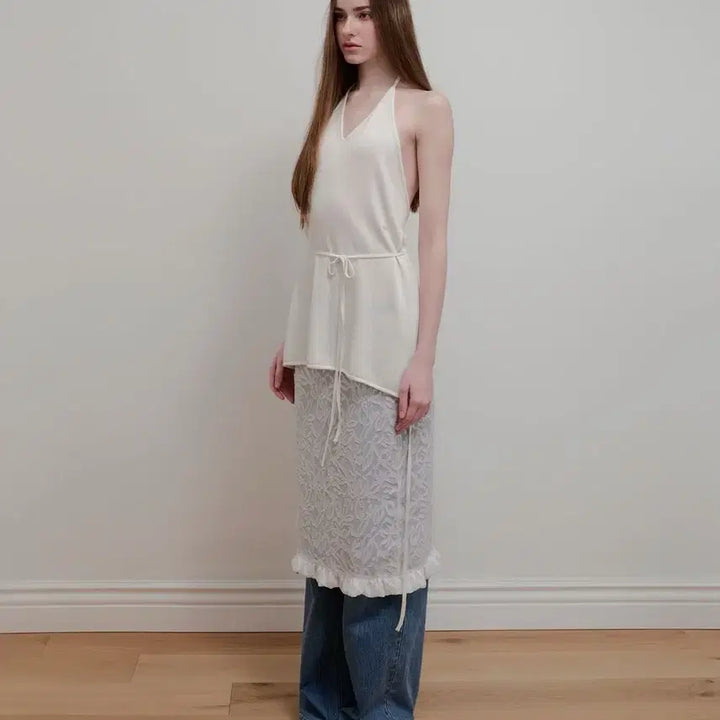 [BUNJANG] Aopt Layered Halterneck Knit Top / 아옵트 레이어드 홀터넥 스프링썸머 니트