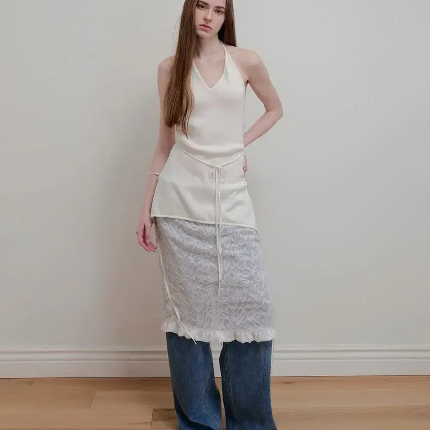 [BUNJANG] Aopt Layered Halterneck Knit Top / 아옵트 레이어드 홀터넥 스프링썸머 니트