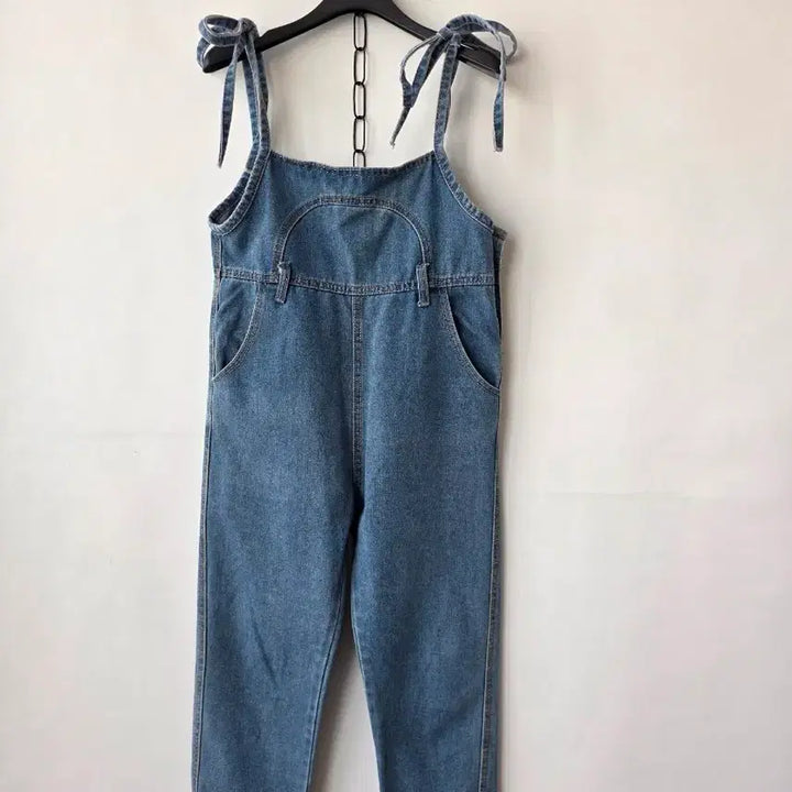 [SOLD OUT] S/데님 끈 멜빵 점프수트 배기핏