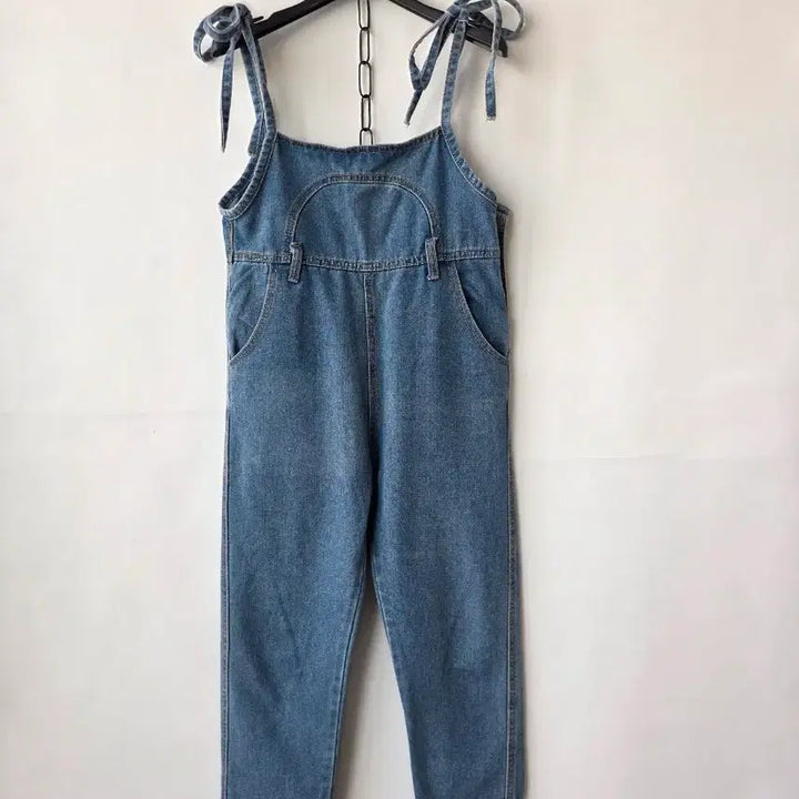 [SOLD OUT] S/데님 끈 멜빵 점프수트 배기핏