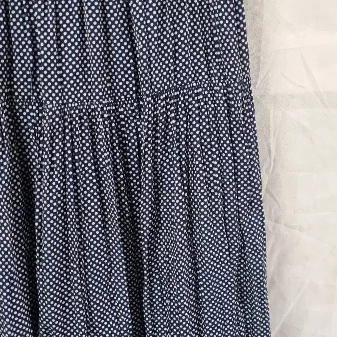 [BUNJANG] Navy Polka Dot Tiered Maxi Skirt / 땡땡이 도트 패턴 캉캉 네이비 롱 스커트