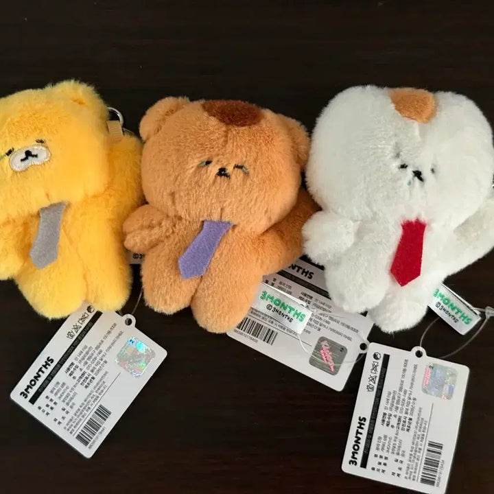 [BUNJANG] 3Months Wooeong &amp; Buu Bear Doll Keychain Set / 3Months 우엉이 부우 인형 키링3개세트