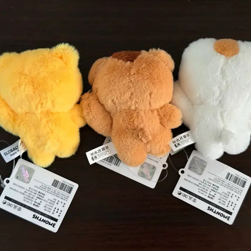 [BUNJANG] 3Months Wooeong &amp; Buu Bear Doll Keychain Set / 3Months 우엉이 부우 인형 키링3개세트