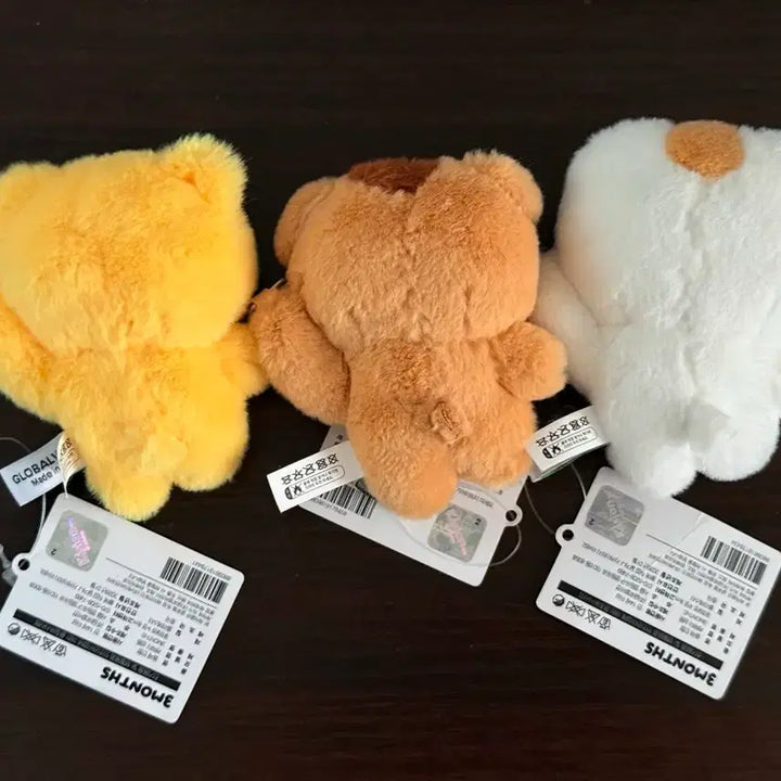 [BUNJANG] 3Months Wooeong &amp; Buu Bear Doll Keychain Set / 3Months 우엉이 부우 인형 키링3개세트