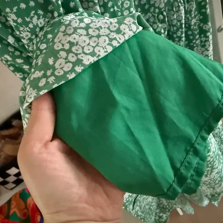 [BUNJANG] Green Flower Pattern Long Skirt / [완전 깨끗] 그린 플라워 롱 스커트