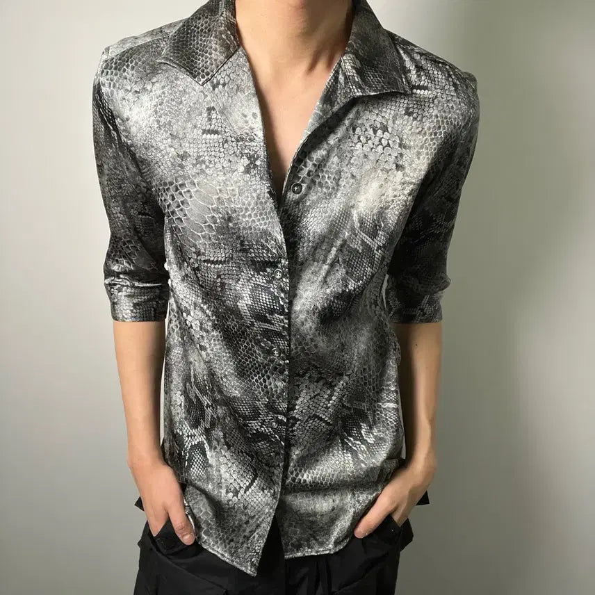 [BUNJANG] Tornado Mart Python Print Shirt / tornado mart 토네이도 마트 뱀피 파이톤 프린트 셔츠 L