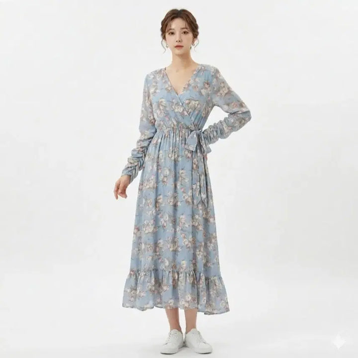 [BUNJANG] Pastel Sky Chiffon Long Dress / 파스텔 하늘 쉬폰 롱원피스