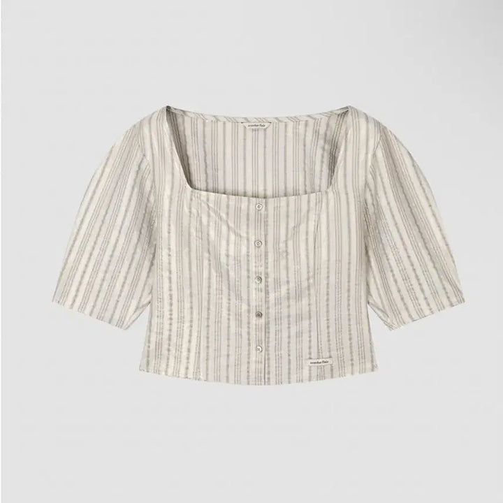 [BUNJANG] Overdue Flare Square Neck Volume Blouse / 오버듀플레어 신상 새상품 스퀘어넥 볼륨블라우스 여성반팔블라우스 반팔원피스