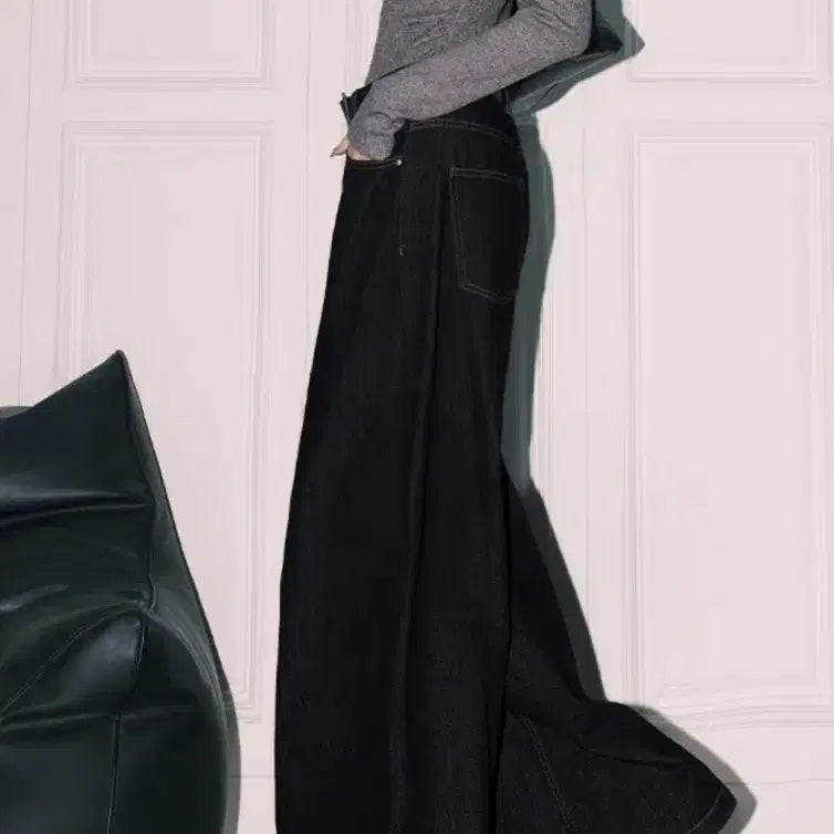 [BUNJANG] Black Wide Denim Pants / 블랙 와이드 데님 팬츠