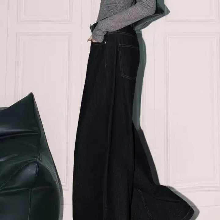 [BUNJANG] Black Wide Denim Pants / 블랙 와이드 데님 팬츠
