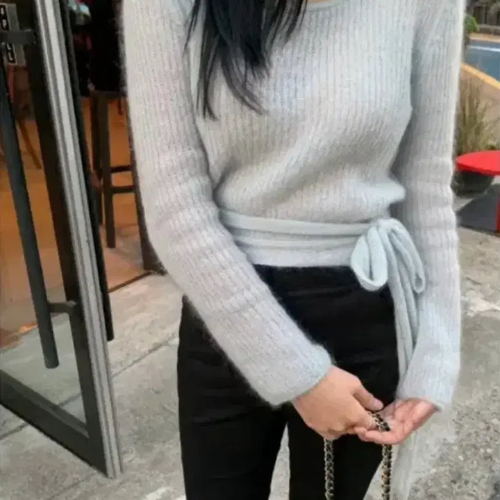 [BUNJANG] Berni Blurable Knit Wrap Top / 베르니 블러랩니트 바로배송가능