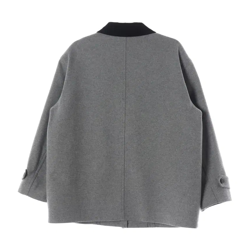 [BUNJANG] Thanath 25SS Color Block Single Wool Half Coat Grey / 타낫 25SS 배색 카라 오버핏 싱글 울 하프 코트 그레이