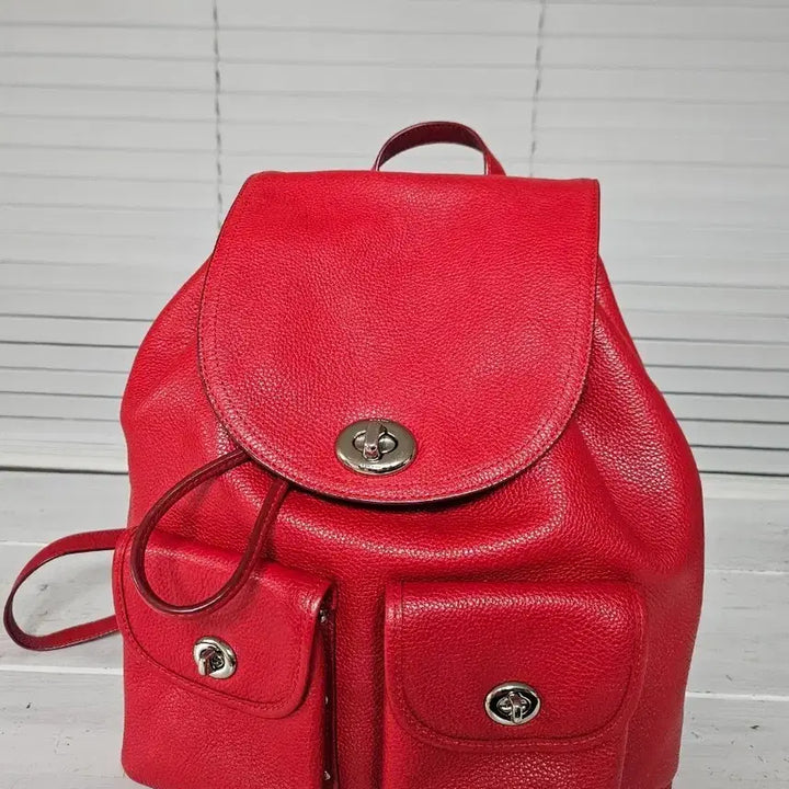 [BUNJANG] Coach Leather Backpack Red / 코치 가죽 백팩 레드(정품)