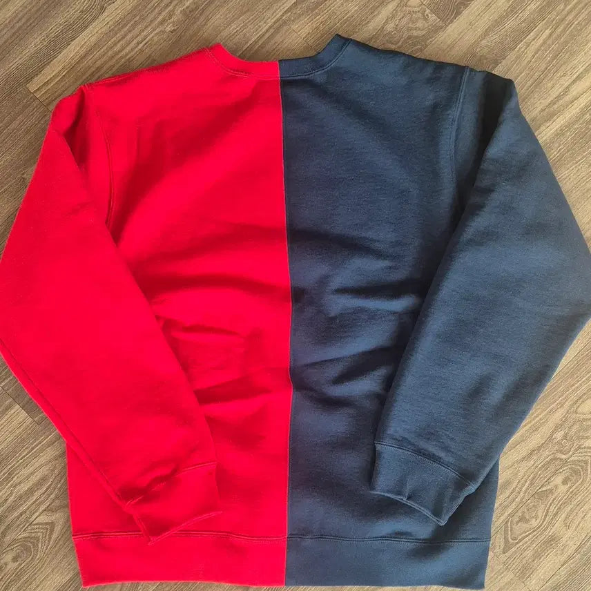 [BUNJANG] Supreme Split Sweatshirt (Navy/Red) - XL / 18fw 슈프림 스플릿 스웻셔츠