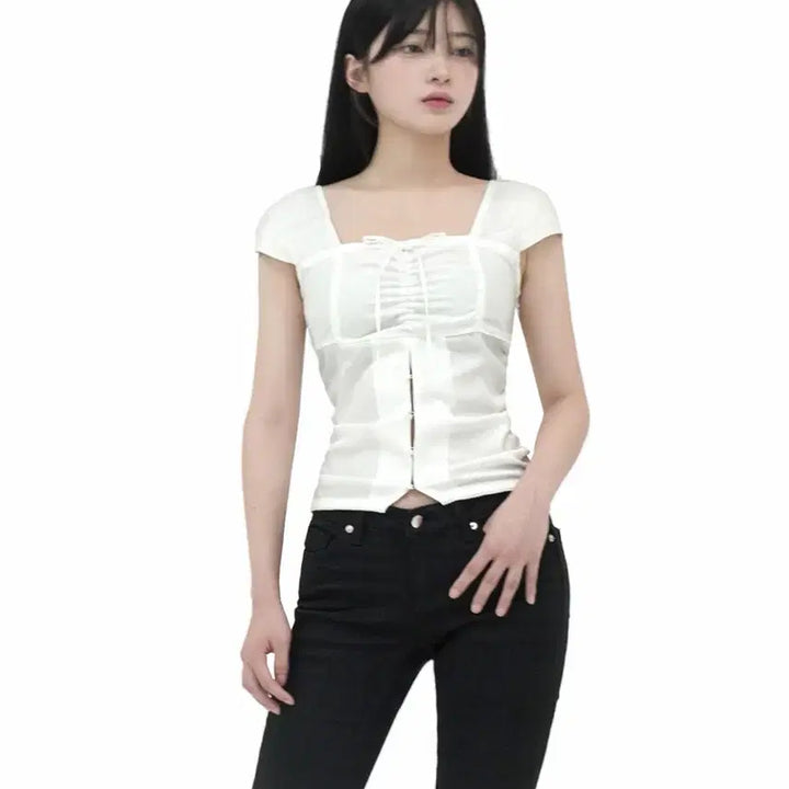 [BUNJANG] FOUERINE Shirring Blouse (White) / [택있는새상품] 포어링 유어 셔링 블라우스 (화이트)
