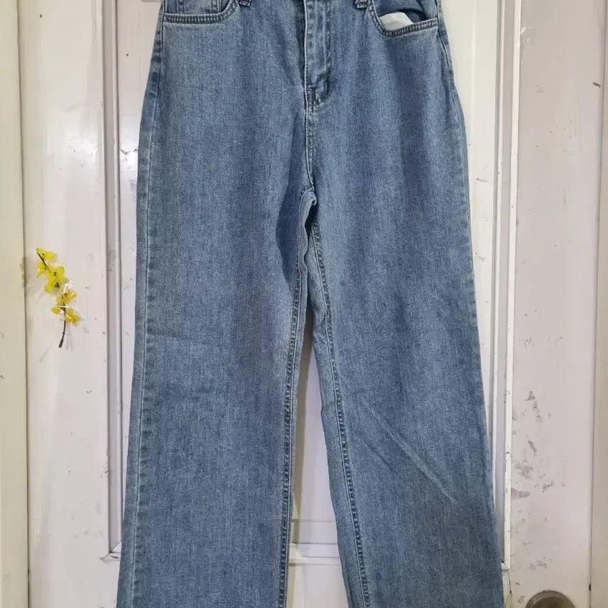 [BUNJANG] Spring Summer Elastic Waist Wide Leg Jeans / 봄 여름  스판 밴딩 일자통바지. 허리29까지