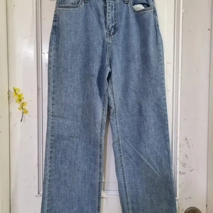 [BUNJANG] Spring Summer Elastic Waist Wide Leg Jeans / 봄 여름  스판 밴딩 일자통바지. 허리29까지