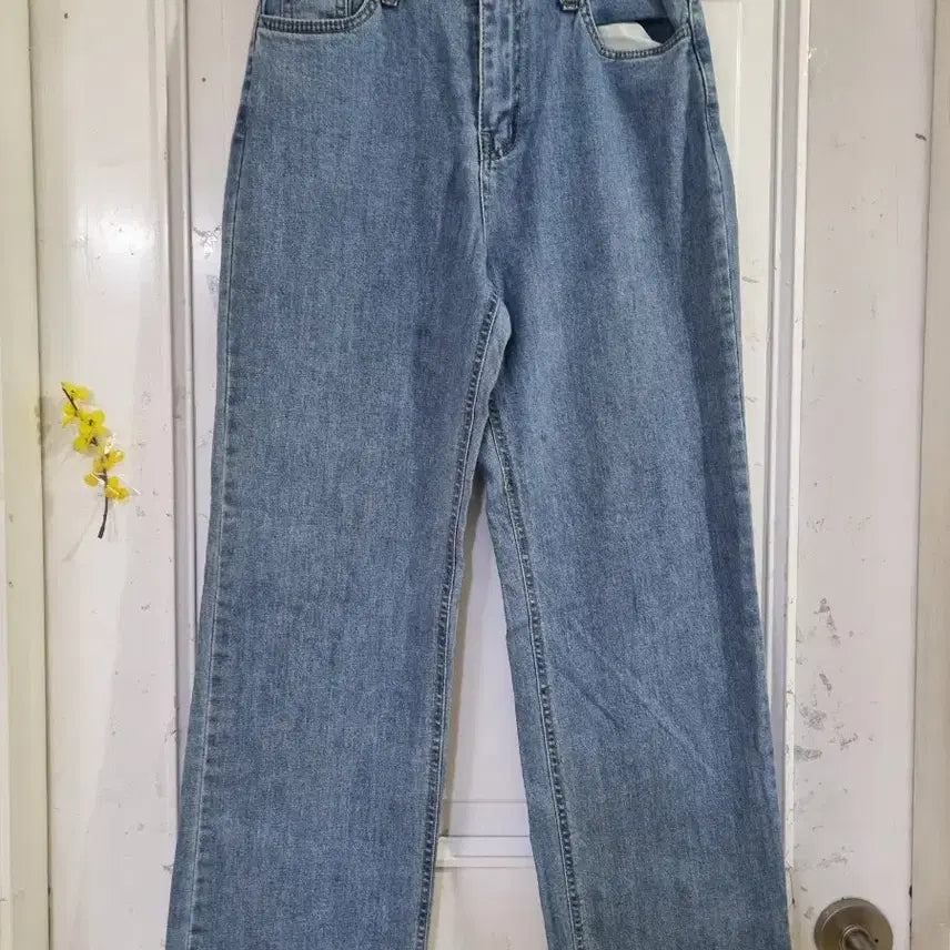 [BUNJANG] Spring Summer Elastic Waist Wide Leg Jeans / 봄 여름  스판 밴딩 일자통바지. 허리29까지