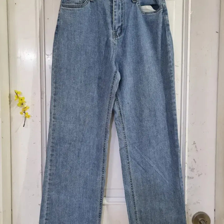 [BUNJANG] Spring Summer Elastic Waist Wide Leg Jeans / 봄 여름  스판 밴딩 일자통바지. 허리29까지