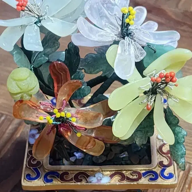 [BUNJANG] 1960s-1970s Jewel Flower Craft Ornament / 1970~옥보석칠보화분 꽃 공예 장식품