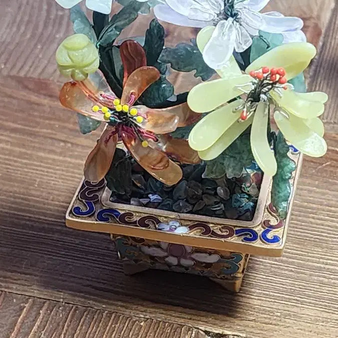 [BUNJANG] 1960s-1970s Jewel Flower Craft Ornament / 1970~옥보석칠보화분 꽃 공예 장식품