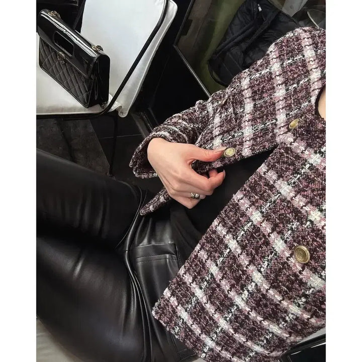 [BUNJANG] The Lauren Violet Tweed Jacket (Size S) / [중고판매][더로랑] Violet tweed jk