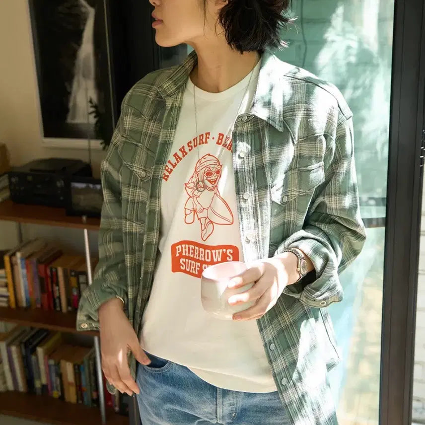 [BUNJANG] Sugar Cane Herringbone Check Western Shirt / [슈가케인] 2026 SS 헤링본 체크 웨스턴셔츠