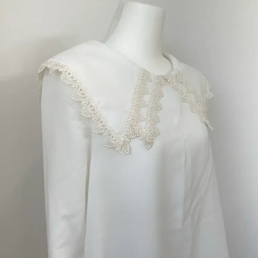 [BUNJANG] White Lace Big Collar Blouse - Layered Style / 레이스 빅카라 블라우스 화이트 러블리 히메갸루 양산형 레이어드 소녀