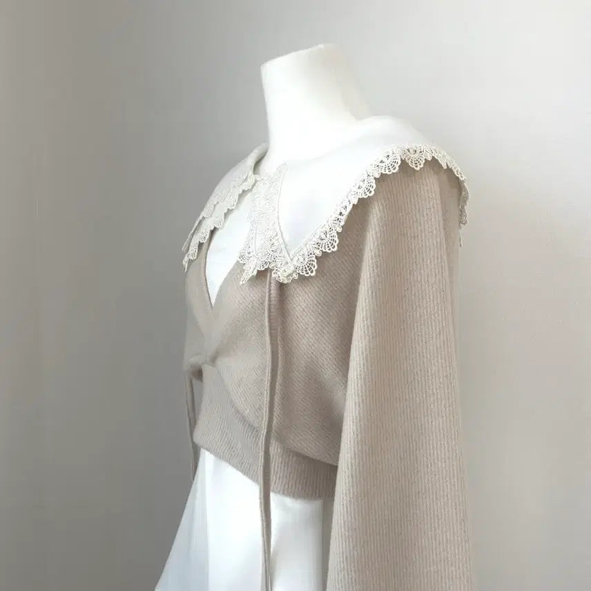[BUNJANG] White Lace Big Collar Blouse - Layered Style / 레이스 빅카라 블라우스 화이트 러블리 히메갸루 양산형 레이어드 소녀
