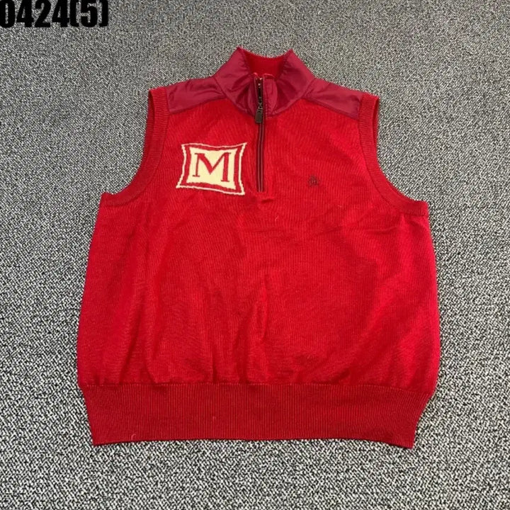 [BUNJANG] Grand Slam Red M Logo Knit Vest / 그랜드슬램 빨간색 M 로고 니트 조끼 ll 0424