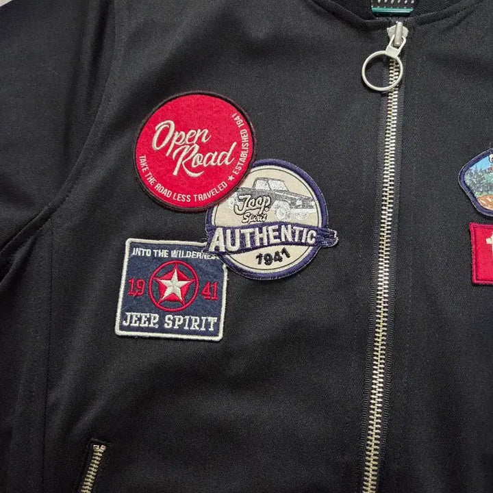 [BUNJANG] Jeep Black Patch Bomber Jacket / 지프 블랙 패치 봄버 자켓