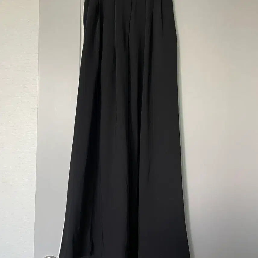 [BUNJANG] Black Wide Slacks Pants with White Side Stripe / 와이드 슬랙스 팬츠