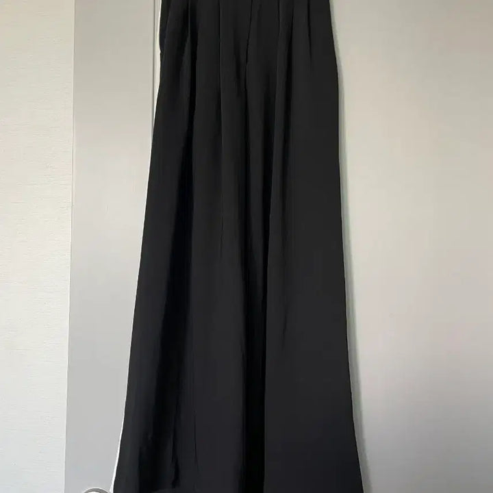 [BUNJANG] Black Wide Slacks Pants with White Side Stripe / 와이드 슬랙스 팬츠