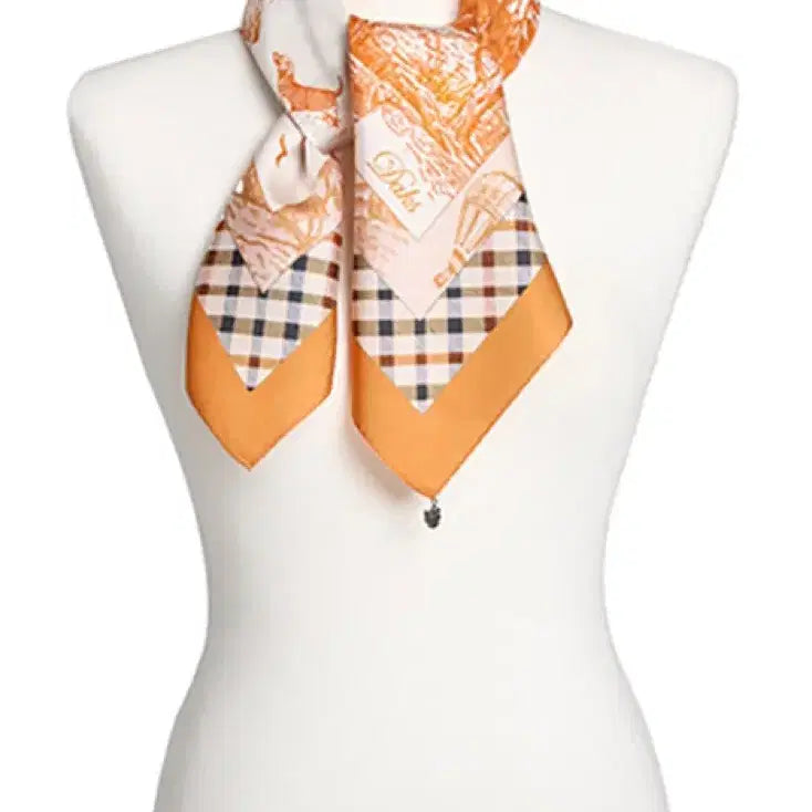 [BUNJANG] Daks Orange Silk Scarf / 닥스 오렌지 실크 스카프 SKU005