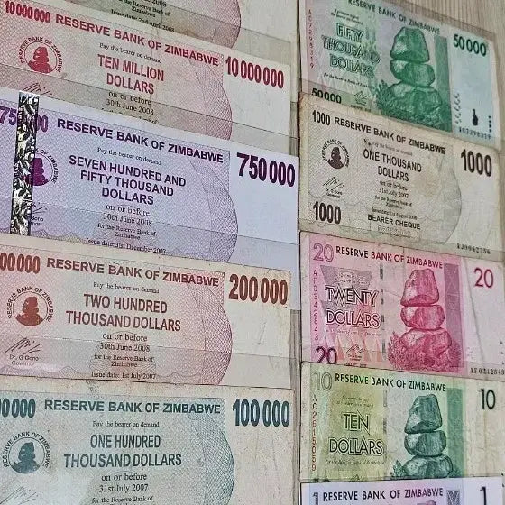 [BUNJANG] Zimbabwe Dollar Banknote Collection (10 Types) / 짐바브웨 달러 지폐 10종 컬렉션