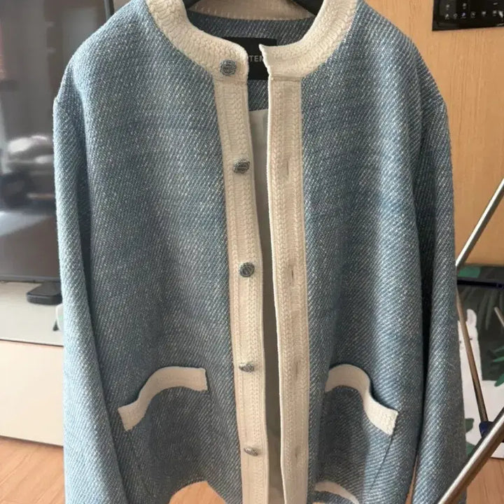 [BUNJANG] SYSTEM Blue Tweed Jacket / SYSTEM 시스템 블루 트위드 자켓