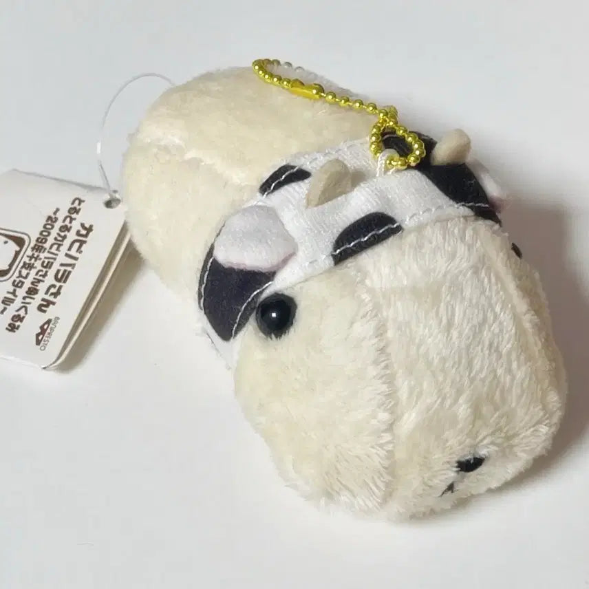[BUNJANG] Cow Print Capybara Plush Keychain / 젖소 얼룩 카피바라상 화이트상 인형 키링