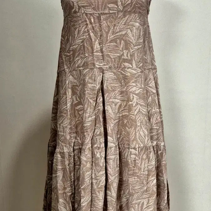 [BUNJANG] Leaf Pattern Sleeveless Long Dress - Size S / 나뭇잎 패턴 민소매 롱 원피스 S 424 op6