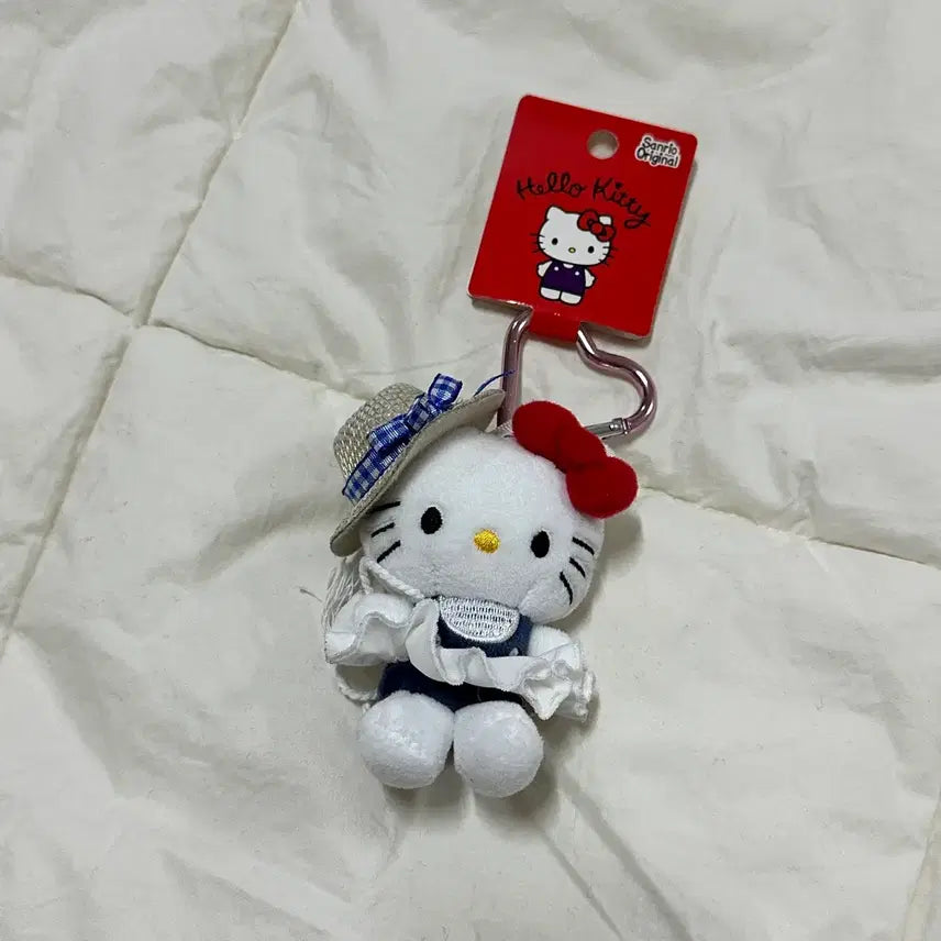 [BUNJANG] Hello Kitty Straw Hat Plush Doll Keychain / 헬로키티 밀짚모자 인형 키링 인형뽑기