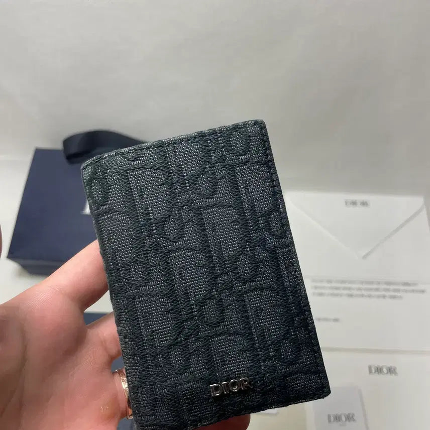 [BUNJANG] Dior Dior Oblique Jacquard Vertical Bi-fold Card Holder Black / [새상품급,풀구성] 디올 오블리크 자카드 버티컬 2단 카드지갑 블랙