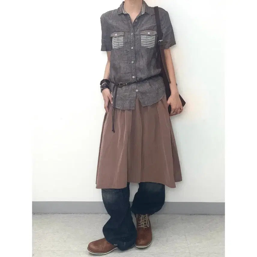 [BUNJANG] VIS Vintage Brown Midi Skirt / 일본빈티지 브라운 미디 스커트 치마