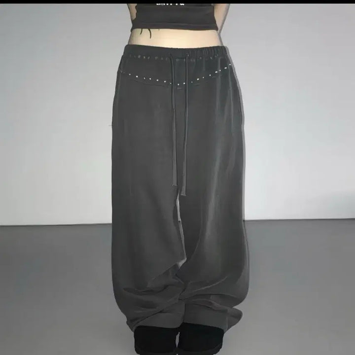[BUNJANG] Stone Cross Wide Jogger Pants / 십자가 스톤 와이드 조거 팬츠