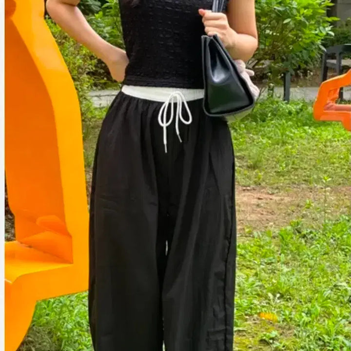 [BUNJANG] Washa Textured Wide Leg Pants / 와샤 밴딩 와이드바지