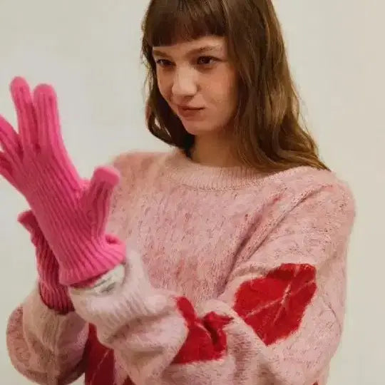 [BUNJANG] Somewherebut 헤어리 Argyle Check Knit Pink / (원가8.9) 썸웨어버터 헤어리 아가일 체크 니트 핑크