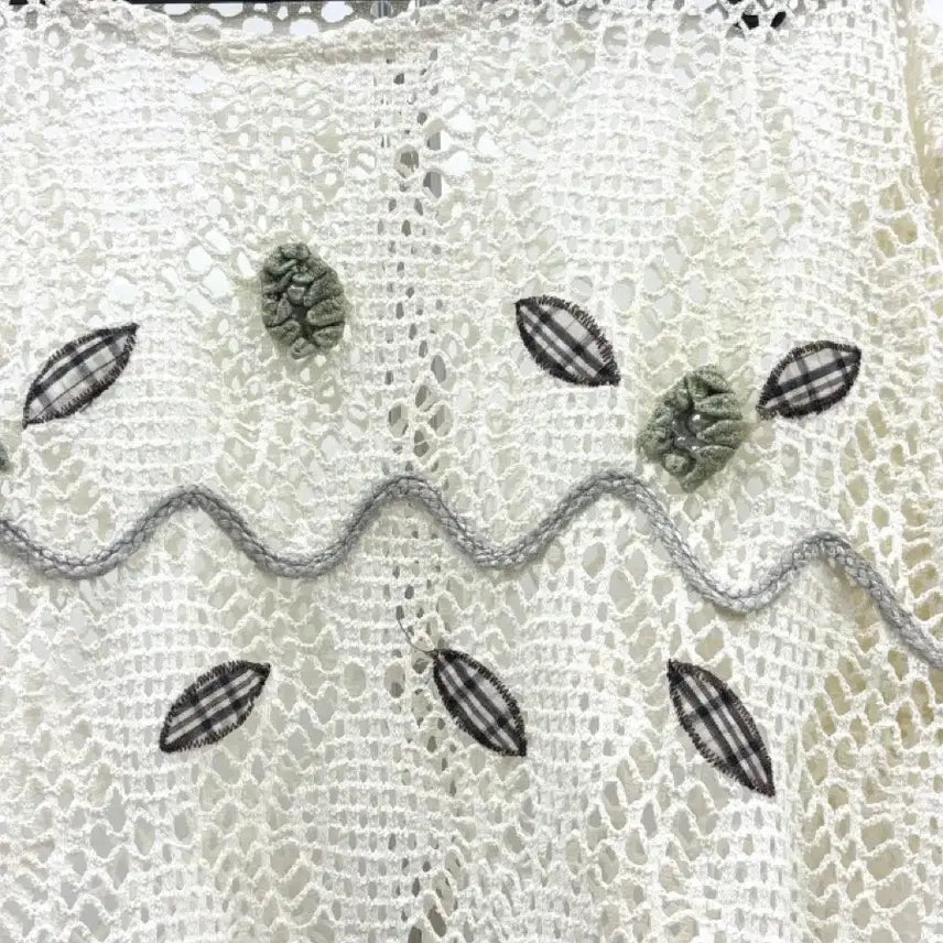 [BUNJANG] Vintage Ivory Crochet Knit Top / 일본빈티지 아이보리 크로셰 반팔 니트 히피 에스닉 보헤미안