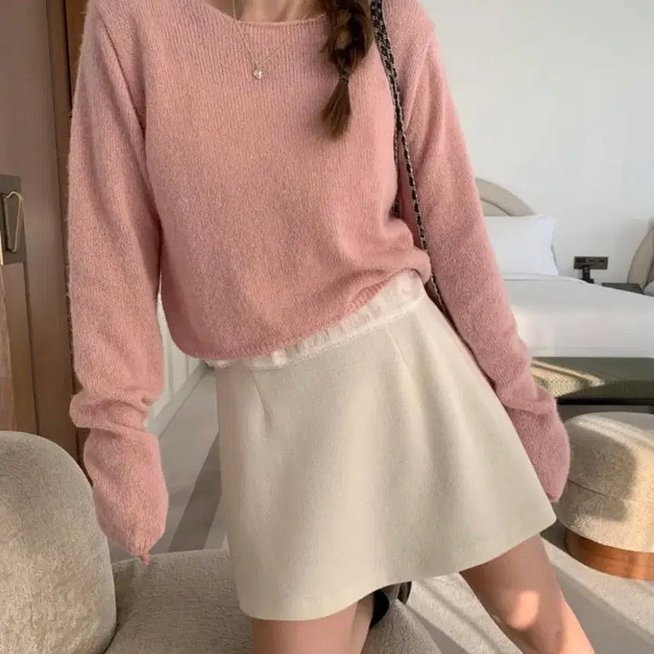 [BUNJANG] Melounge Alpaca Knit Top / (원가4.5) 멜라운지 여리여리 헤어리 알파카 니트